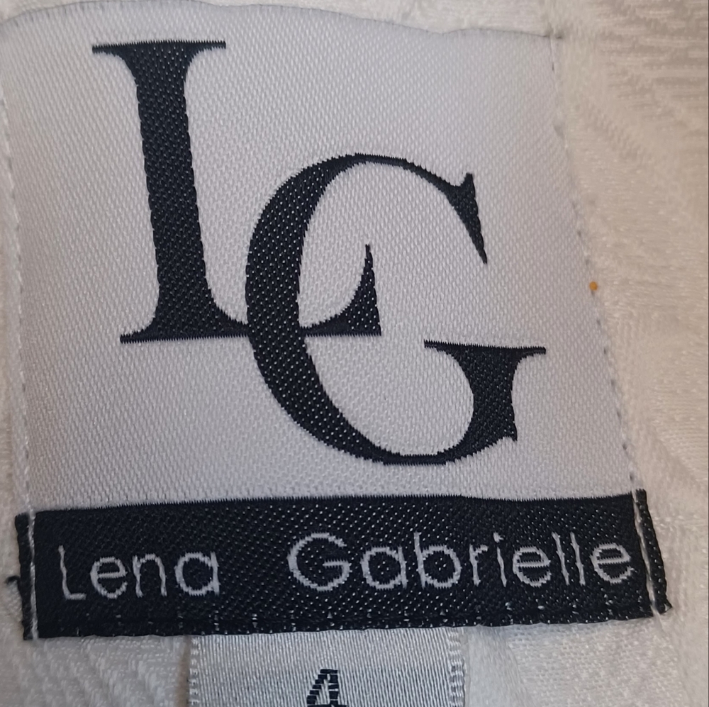 LG Lena Gabrille Ivory Jacquard Long Elegant White Women's SZ 4 Style Jacker Bla - Picture 3 of 15